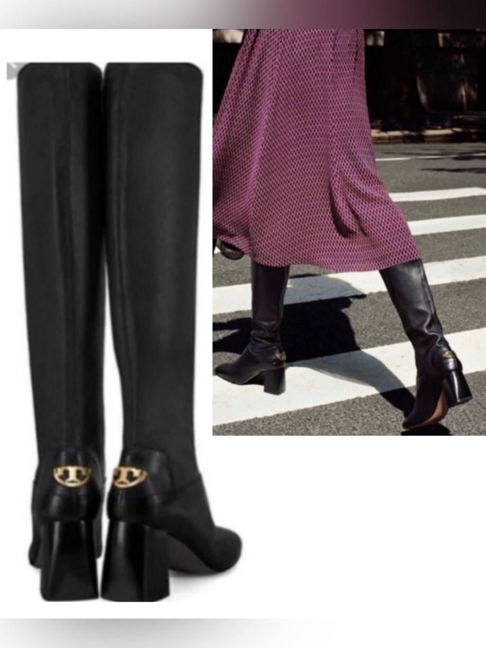 Tory Burch Sidney Leather 70mm Knee Boot 
Black Size 9.5